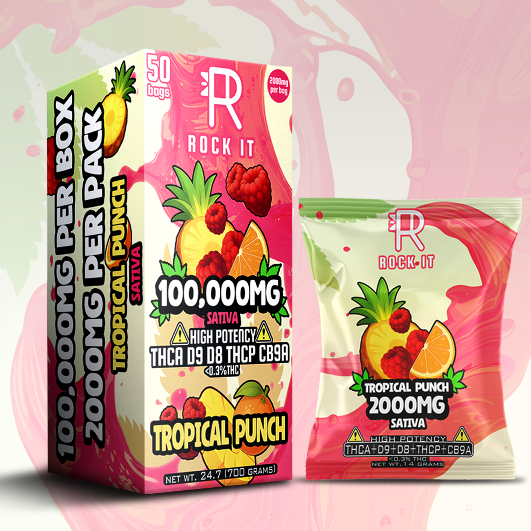 2000MG Tropical Punch THCA – Delta 8 – Delta 9 – THCP – CB9A Box (50 Count)